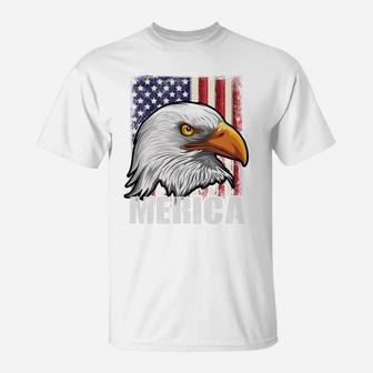 Distressed Bald Merica Eagle Sweatshirt Patriotic Eagle Flag T-Shirt | Crazezy