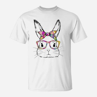Dy Cute Bunny Face Tie Dye Glasses Easter Day T-Shirt | Crazezy