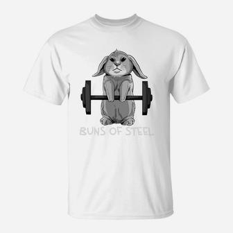 Funny Bunny Workout Rabbit And Weights Tee Gym T-Shirt | Crazezy DE