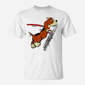 Funny Dog Playing Flute Woodwind Instrument T-Shirt | Crazezy
