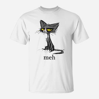 Funny Meh Cat Gift For Cat Lovers T-Shirt | Crazezy