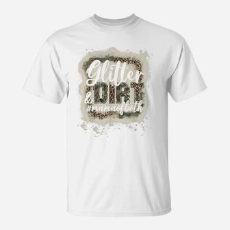 Glitter & Dirt Mama Of Both Army Mom Leopard Camo Bleached T-Shirt | Crazezy AU
