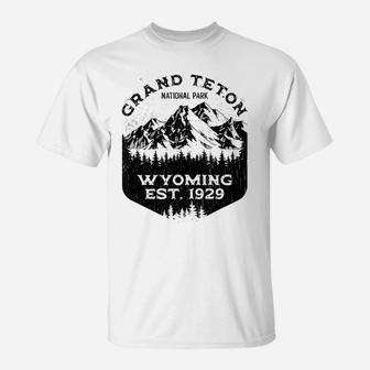 Grand Teton Wyoming Vintage Badge Fishing Hunting Camping T-Shirt | Crazezy DE