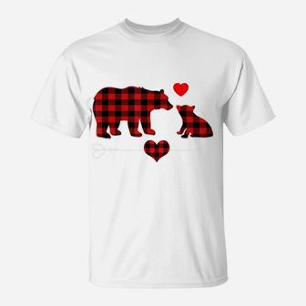 Grandma Bear Christmas Pajama Red Plaid Buffalo Family Gift Sweatshirt T-Shirt | Crazezy