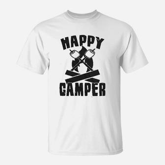 Happy Camper Funny Camping Cool Hiking Graphic Vintage T-Shirt | Crazezy DE