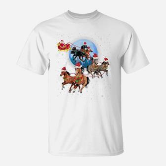 Horse Drawn Sleigh Riding Santa Claus Xmas Horses Funny T-Shirt | Crazezy UK