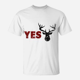 Husband Deer Yes Dear Hunting Pun Happy Wife Funny T-Shirt | Crazezy