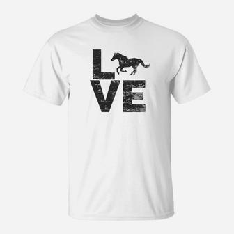 I Love Horses Distressed Vintage Look Horse Running T-Shirt | Crazezy DE