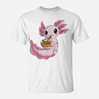 Kawaii Axolotl Eat Ramen Japanese Anime Noodles Kids Men T-Shirt | Crazezy UK
