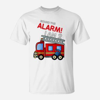 Kids 2Nd Birthday Boys Fire Truck Firefighter T-Shirt | Crazezy DE