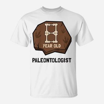 Kids 8 Year Old Paleontologist - Boys Girls Birthday Tee T-Shirt | Crazezy