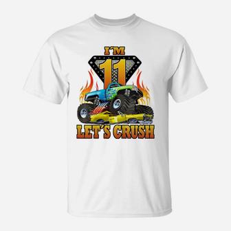 Kids Monster Truck 11 Year Old Shirt 11Th Birthday Boy Monster T-Shirt | Crazezy DE