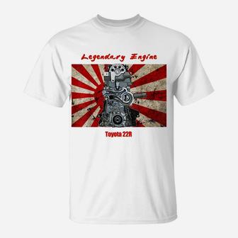 Legendary Auto Engines 22R 22RE Japan Flag Retro Car Truck T-Shirt | Crazezy
