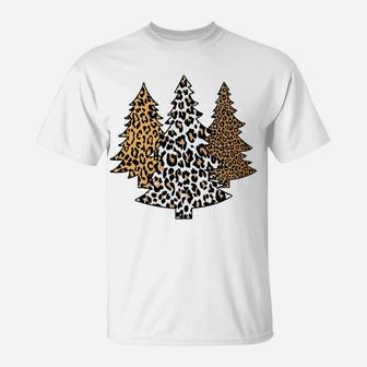 Leopard Christmas Trees Cheetah Animal Print Holiday Sweatshirt T-Shirt | Crazezy