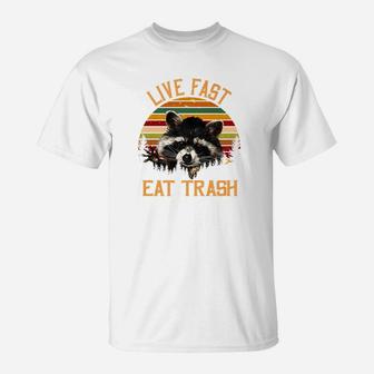 Live Fast Eat Trash Bear Vintage Camping 2 T-Shirt | Crazezy