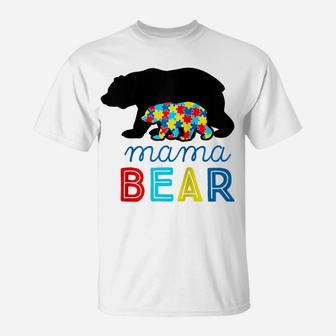 Mama Bear Autism Awareness Autistic Mom Love Support Gift Raglan Baseball Tee T-Shirt | Crazezy CA