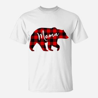 Mama Bear Red Plaid Matching Family Christmas Sweatshirt T-Shirt | Crazezy