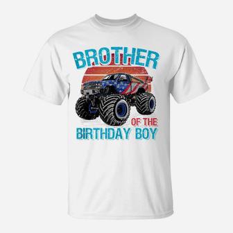 Mens Brother Of The Birthday Boy Monster Truck Birthday Gift T-Shirt | Crazezy