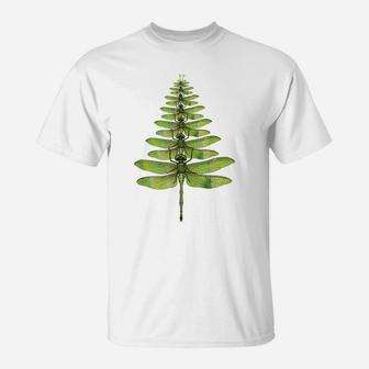 Merry Christmas Insect Lover Xmas Dragonfly Christmas Tree T-Shirt | Crazezy