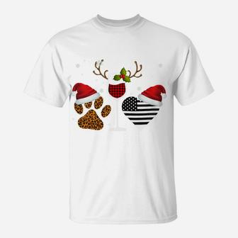 Merry Christmas Leopard Paw Plaid Glass Wine Heart Us Flag Sweatshirt T-Shirt | Crazezy