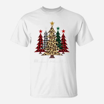Merry Christmas Trees With Buffalo Plaid & Leopard Design Sweatshirt T-Shirt | Crazezy CA