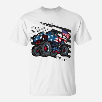 Monster Truck Gift All American Usa Flag - Boys 4Th Of July Sweatshirt T-Shirt | Crazezy