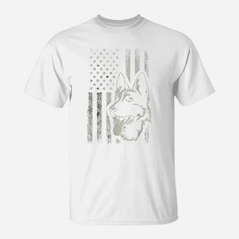 Patriotic German Shepherd American Flag Dog Lover Gift T-Shirt | Crazezy