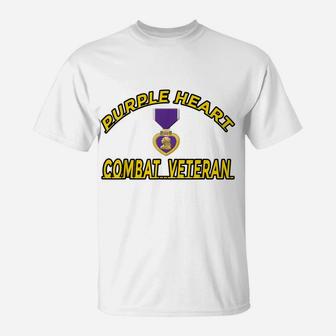 Purple Heart Combat Veteran T-Shirt T-Shirt | Crazezy