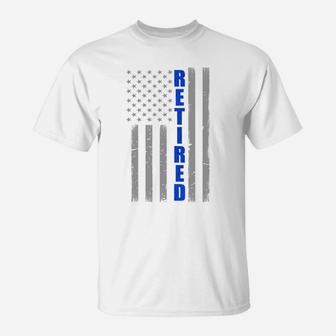 Retired Police Officer Gift - Thin Blue Line Flag Sweatshirt T-Shirt | Crazezy