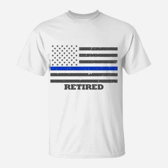 Retired Police Officer Sweatshirt - Thin Blue Line Flag T-Shirt | Crazezy