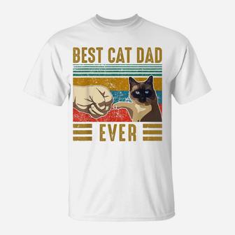 Retro Vintage Best Cat Dad Ever Fathers Day Siamese Cat Gift T-Shirt | Crazezy AU