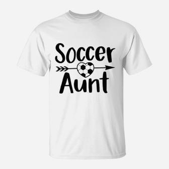 Soccer Aunt Heart Sport Lover Auntie Mothers Day T-Shirt | Crazezy