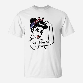 Strong Woman Unbreakable Dirt Bike Girl Flag Motocross Gift T-Shirt | Crazezy