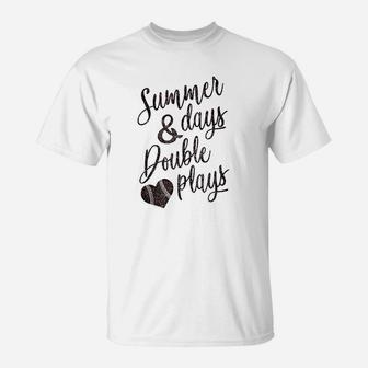 Summer Days Double Plays Baseball Softball Mom T-Shirt | Crazezy UK