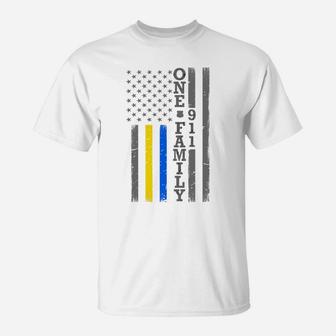 Thin Blue Gold Line Flag - One Family - Police Dispatcher Sweatshirt T-Shirt | Crazezy DE