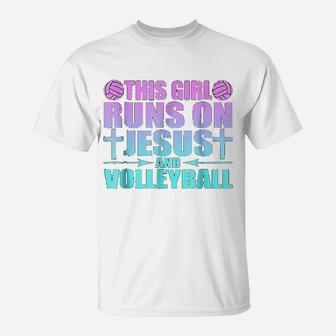 This Girl Runs On Jesus And Volleyball T-Shirt | Crazezy CA