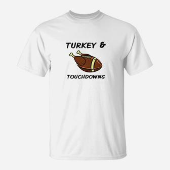 Turkey Thanksgiving Touchdowns Football T-Shirt | Crazezy