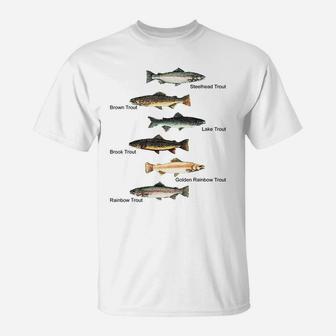 Types Of Trout Fish Species Collection Fishing T-shirt T-Shirt | Crazezy