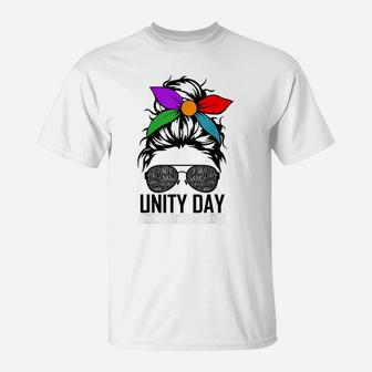 Unity Day Shirt Orange Kindness Takes Courage Unity Day Kids T-Shirt | Crazezy