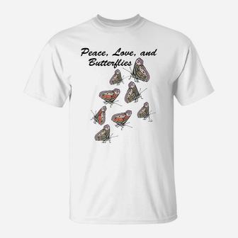 Virginia Wright Peace, Love, And Butterflies T-Shirt | Crazezy UK