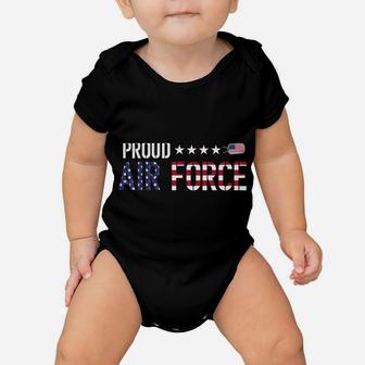 American Flag Proud Air Force Mom Sweatshirt Baby Onesie | Crazezy