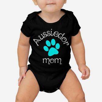 Aussiedor Mom Blue Dog Paw Gift Baby Onesie | Crazezy