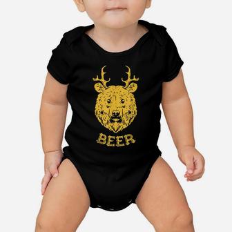 Bear Deer Beer Funny Drinking Hunting Camping Dad Uncle Gift Baby Onesie | Crazezy