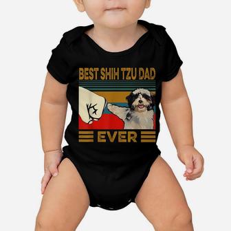 Best Shih Tzu Dad Ever Retro Vintage Baby Onesie | Crazezy AU
