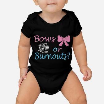 Bows Or Burnouts Gender Reveal Party Idea For Mom Or Dad Baby Onesie | Crazezy UK