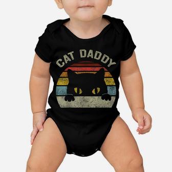 Cat Daddy Men Vintage Retro Black Cats Dad Fathers Day Gift Baby Onesie | Crazezy