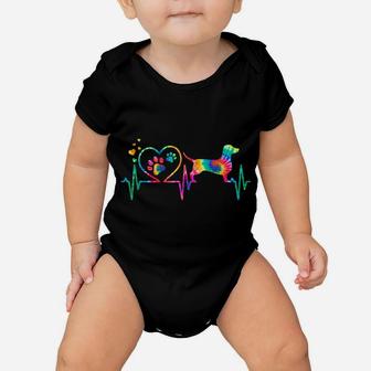 Dachshund Doxie Weenie Mom Dad Heartbeat Tie Dye Dog Gift Baby Onesie | Crazezy