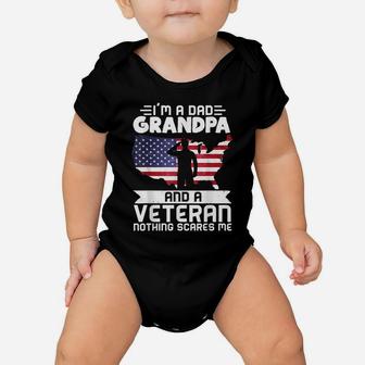 Dad Grandpa Veteran Nothing Scares Patriotic Veterans Day Baby Onesie | Crazezy