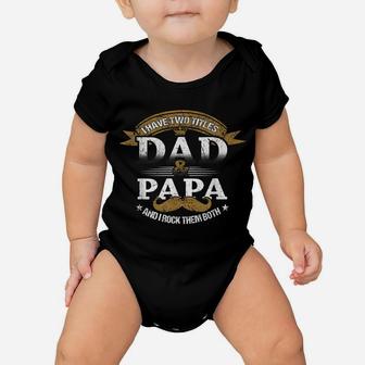 Family 365 Dad & Papa Funny Fathers Day Grandpa Daddy Gift Baby Onesie | Crazezy