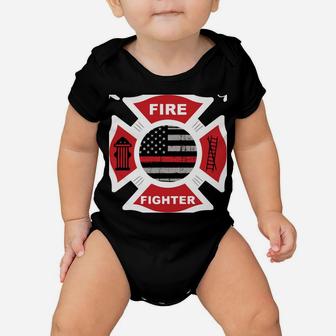 Firefighter Mom Thin Red Line Flag Sweatshirt Baby Onesie | Crazezy